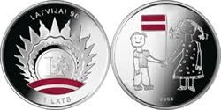 Latvijas sudraba monēta Latvijai 90
