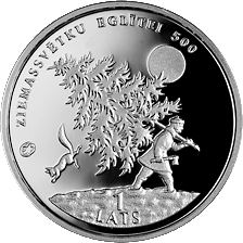 Latvijas sudraba monēta Ziemassvētku Eglīte