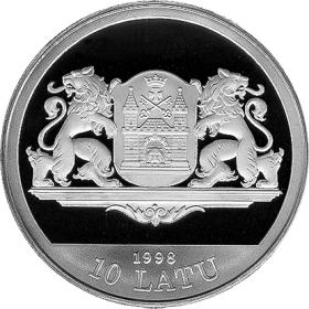 Latvijas sudraba monēta Rīga 800 XX gs.