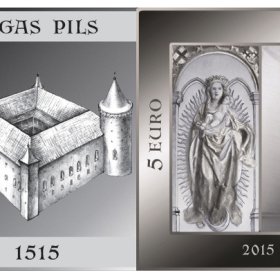 Latvijas sudraba monēta Rīgas Pilij 500