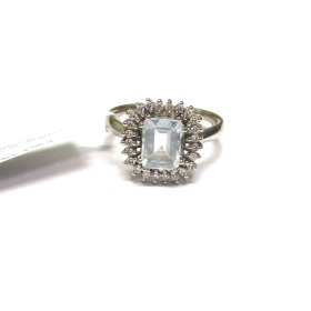 Gredzens ar briljantiem (0.12 ct), akvamarīnu 2852-5253