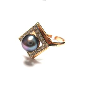 Gredzens ar briljantiem (0.10 ct), kultivētu pērli 2550-3453