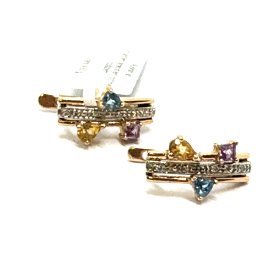 Auskari ar briljantiem  (0.02 ct) , ametistiem, topāziem, citrīniem 3290-4653 Rezervēts līdz 31.12.2025