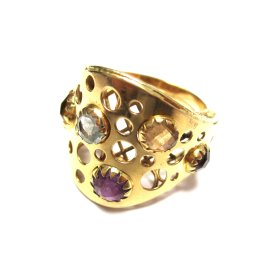 Gredzens ar ametistiem, citrīniem, topāzu 3350-3453