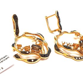 Auskari  ar briljantiem (0.8 ct) , citrīniem, dūmainajem kvarciem  8552-0651