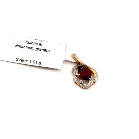 Kulons ar dimantiem (0,04 ct )  un granātu 872-2553