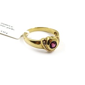 Gredzens ar briljantiem (0.02ct), granātu  750-0851