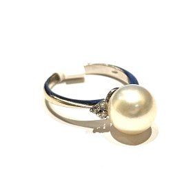 Gredzens ar briljantiem (0.12 ct) kultivētu pērli 4070-1153