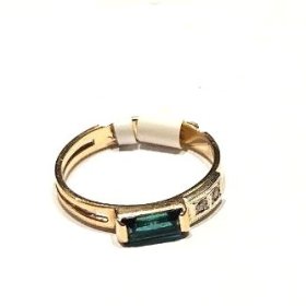 Gredzens ar briljantiem (0.04 ct), sintētisko smaragdu  (0.12 ct) 3441-1153