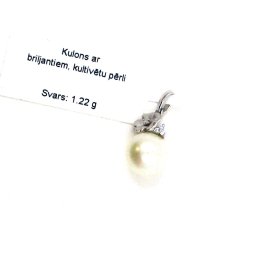 Kulons ar briljantu (0.01ct), kultivētu pērli 3292-8153