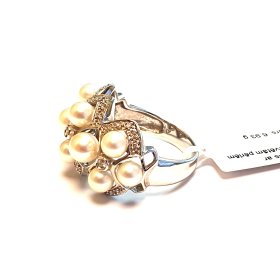 Gredzens ar briljantiem (0.75 ct), kultivētām pērlēm   2360-0653