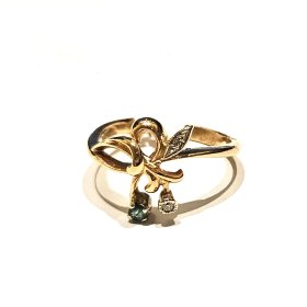 Gredzens ar briljantiem (0.02 ct), smaragdiem (0.02 ct) 4132-5723