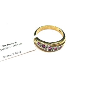 Gredzens ar briljantiem (0.04 ct), rubīniem (0.15 ct) 7930-0733