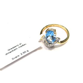 Gredzens ar briljantiem (0.03 ct), topāzu 4342-0943