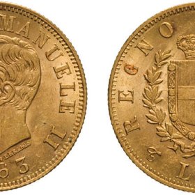 Itālija zelta monēta 10 Lire 1863 - Emanuele II