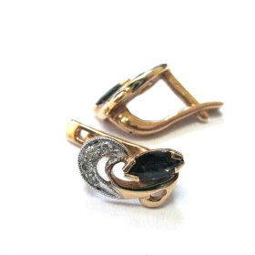 Auskari ar briljantiem  (0.03ct), safīriem (0.35ct) 593-4653