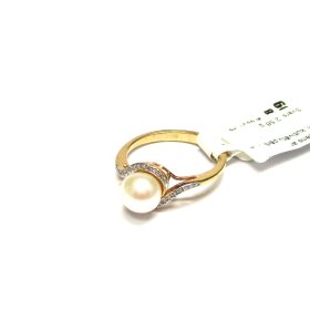 Gredzens dimantiem (0.03 ct) un kultivētu pērli  422g7-0943