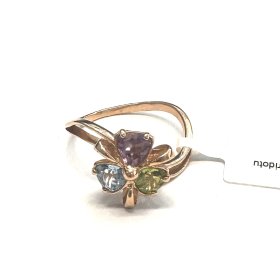 Gredzens ar ametistu, topāzu, peridotu 290-0763