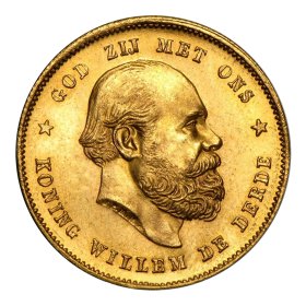 Nīderlandes zelta monēta Vilems III 10 guldenu. Rezervēts līdz 06.03.26