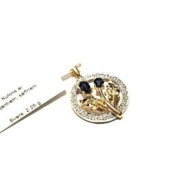 Kulons ar briljantiem (0.15 ct), safīriem (0.26 ct) 342-1163