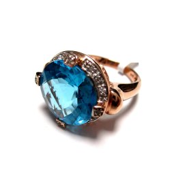 Gredzens ar briljantiem (0.08 ct), topāzu 121-3461