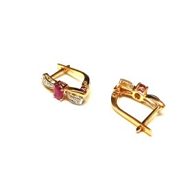 Auskari ar briljantiem (0.05 ct)  un rubīniem (0.35 ct) 8680-5041