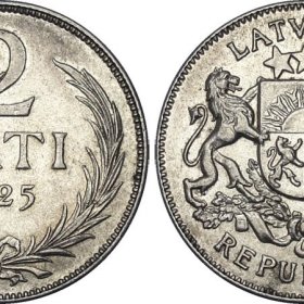 Latvijas sudraba monēta 2 Lati 1925. gada