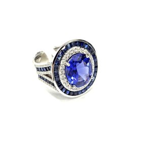 Gredzens ar briljantiem (0.75 ct) ,safīriem (2.3 ct) un tanzanītu 450-5761 Rezervēts 11.04.2026