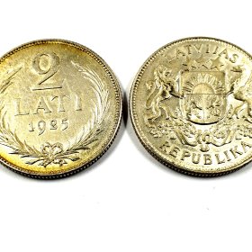 Latvijas  sudraba monēta 2 Lati 1925. gada