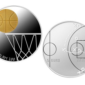 Latvijas sudraba monēta Latvijas basketbolam 100