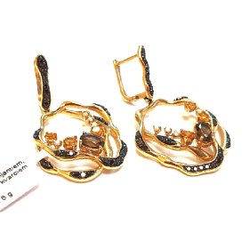 Auskari  ar briljantiem (0.8 ct) , citrīniem, dūmainajem kvarciem  8552-0651