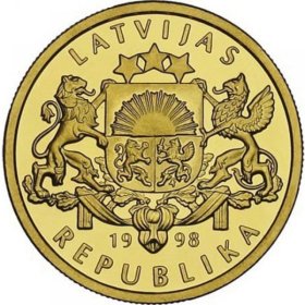 Latvijas zelta monēta 100 lati 1998 gads