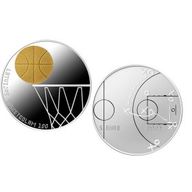 Latvijas sudraba monēta Latvijas basketbolam 100