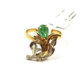 Gredzens ar briljantiem (0.04 ct) un sintetisko smaragdu  760-0861