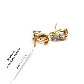 Auskari  ar briljantiem (0.02 ct), topāziem 351-1463