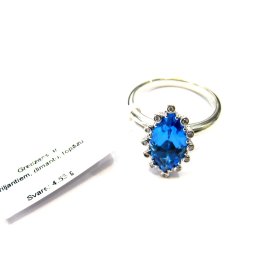 Gredzens ar briljantiem (0.12 ct), topāzu 13450-5251