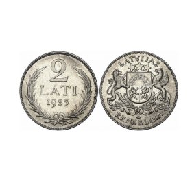 Latvijas sudraba monēta 2 Lati 1925. gads