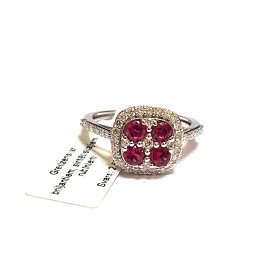 Gredzens ar briljantiem (0. 43 ct.), sint.rubīniem 8880-3051