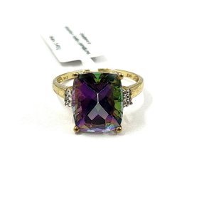 Gredzens ar dimantiem (0.06ct), topāzu (pārkl.)  1073g6-4551