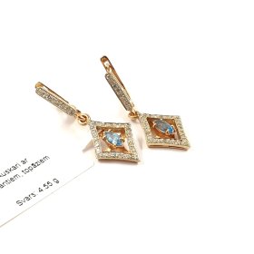 Auskari ar briljantiem(0.28ct) topāziem 1801-0961