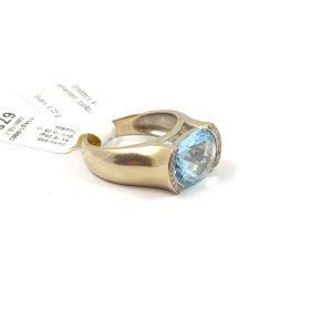 Gredzens ar briljantiem (0.05ct)  un topāzu 114g1-0963