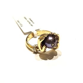 Gredzens ar briljantiem (0.06 ct), kultivētu pērli 5031-1161