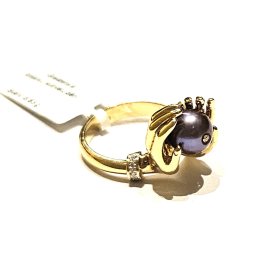 Gredzens ar briljantiem (0.06 ct), kultivētu pērli 5031-1161