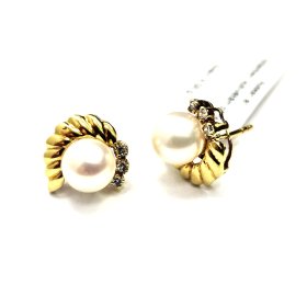 Auskari ar briljantiem (0.12 ct) un kultīvētām pērlēm 2430-5763
