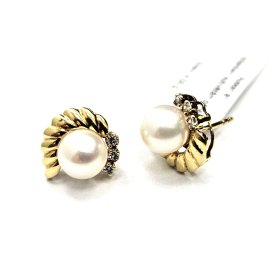 Auskari ar briljantiem (0.12 ct) un kultīvētām pērlēm 2430-5763