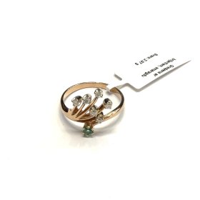 Gredzens ar briljantiem (0.18ct), smaragdu (0.07ct) 2130-0763