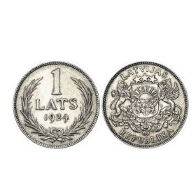 Latvijas sudraba monēta 1 Lats 1924. gada