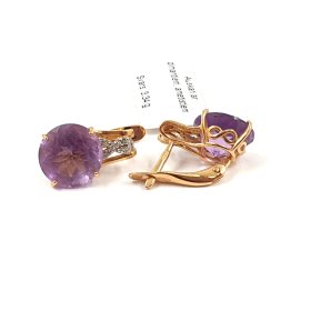Auskari ar briljantiem(0.04ct) un ametistiem  24590-0951