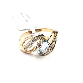 Gredzens ar briljantiem (0.10 ct) un topāzu 5193-5761