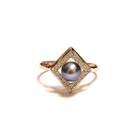 Gredzens ar briljantiem (0.10 ct), kultivētu pērli 2550-3453